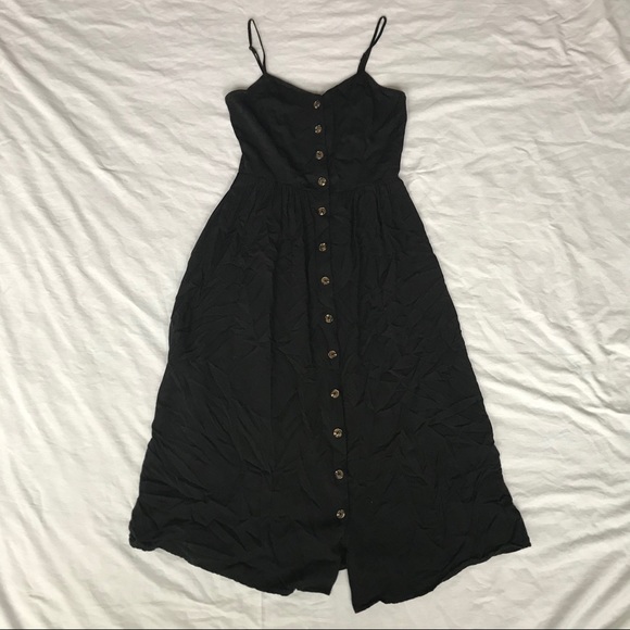 H&M black button down sleeveless midi dress - Picture 2 of 4